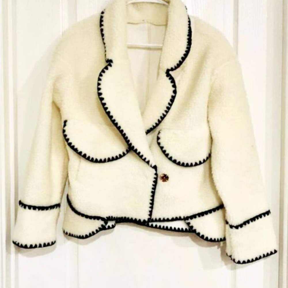 Commense Embroidered Trim Fleece Kimono Jacket - Picture 14 of 16
